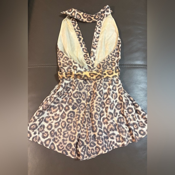 Zimmermann Leopard Linen Romper Size 0 XS | Belted Halter Playsuit🐆✨ - Picture 3 of 4